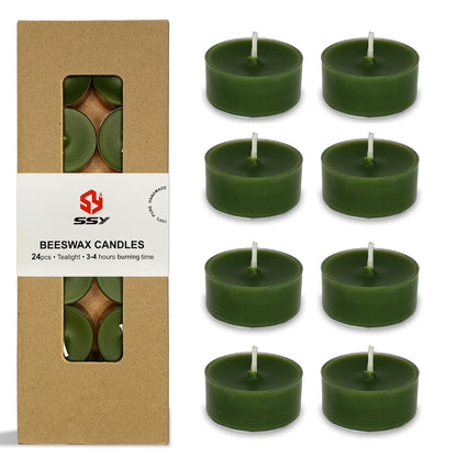 Green Tea Lights Set of 24, Handmade Tealight Candles, Cedar Scented Tea Candles, Long Burning Tealights for Wedding Meditation Home Spa Decor Gift