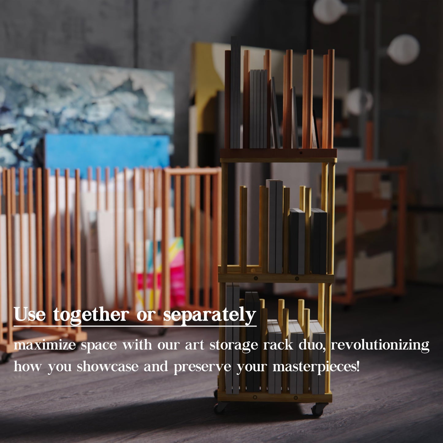 UNZERO 3-Tier & Desktop Art Storage Rack for Canvas & Prints