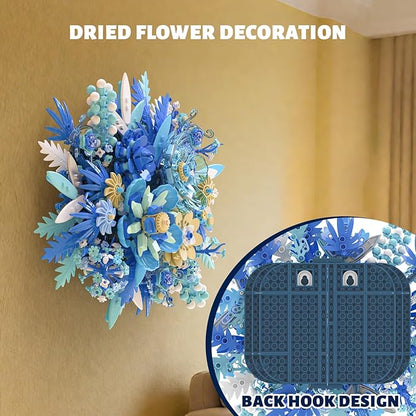 Blue Flowers Bouquet Building Sets Artificial Flower Botanical Collection Home Decor Office Wall Art Plant Decoration Building Toys Gifts for Adults Women and Kids Girls Age 8-12 (917 PCS)