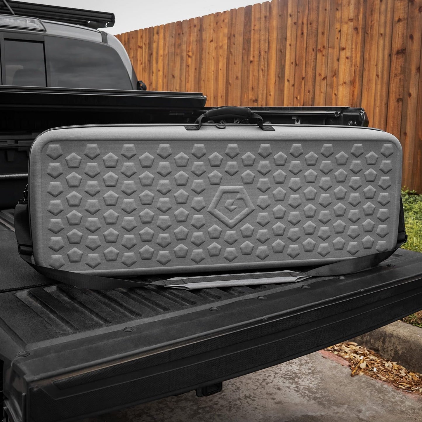 GRITR 42" Double Gun Case for Rifles & Shooting Accessories, Scoped Rifle EVA Case w/Durable Foam Insert, Lockable Zippers, 3-Mag Caddy, Zippered Pouch & Adjustable Shoulder Strap, Gray