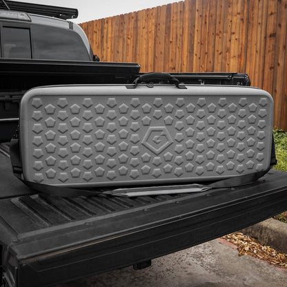 GRITR 42" Double Gun Case for Rifles & Shooting Accessories, Scoped Rifle EVA Case w/Durable Foam Insert, Lockable Zippers, 3-Mag Caddy, Zippered Pouch & Adjustable Shoulder Strap, Gray