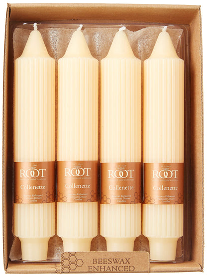 Root Candles Unscented Dinner Candles Premium Beeswax Blend Boxed Candle Set, 7-Inch, Buttercream, 4-Count