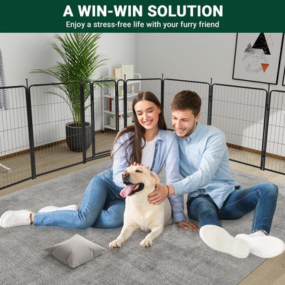 IDEALHOUSE Dog Playpen – 40" h 8-Panel Heavy Duty Metal Pet Exercise Pen for Indoor/Outdoor Use, Wide Door with Low Threshold, Portable Puppy Enclosure for RV, Camping, Garden, Yard