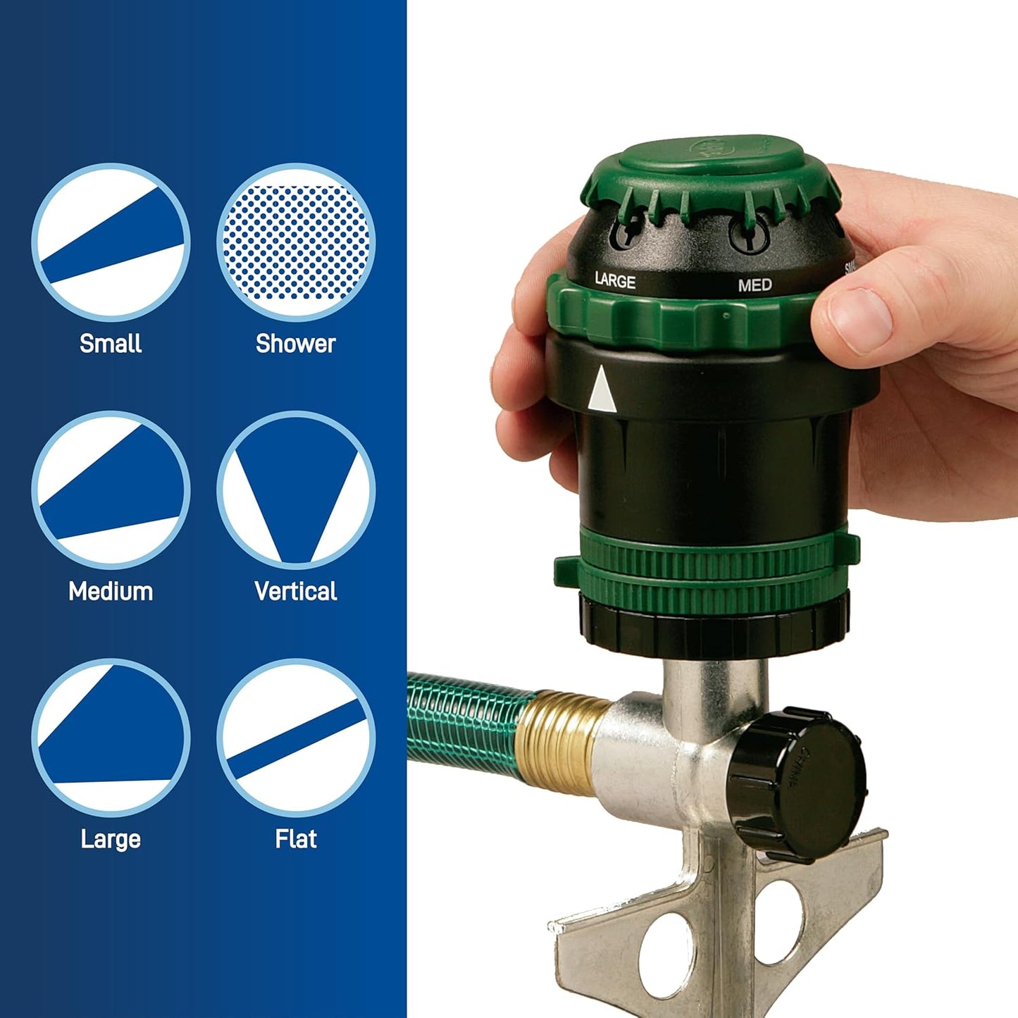 Orbit H2O-Six Gear-Drive Sprinkler - Customizable Lawn Watering Coverage | Durable Metal T-Spike Design - 58573