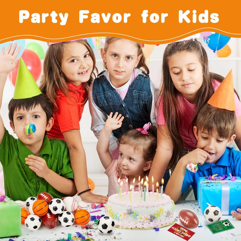 16 PCS Stress Balls Party Favor for Kids 8-12 Goodie Bag Stuffers Squeeze Toys Classroom Prizes for Kids Pinata Stuffers Boys Birthday End of Year Gifts Sport Party Foam Bouncy Balls Bulk Small Toys