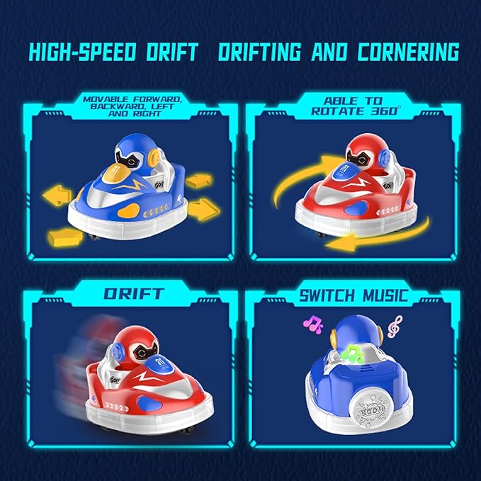 Odyssey Toys Glow Crasherz Remote Control Bumper Cars LED Light Up Racing Set 2 Player Game with Ejection Feature