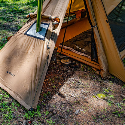 POMOLY Camping Hot Tent Bushcraft Tents, STOVEHUT 70 3.0 Shelter with 2 Tarp Poles and 2 Tent Poles for 1-2 Person Hiking, Backpacking (Without a Fireproof Ground Sheet)