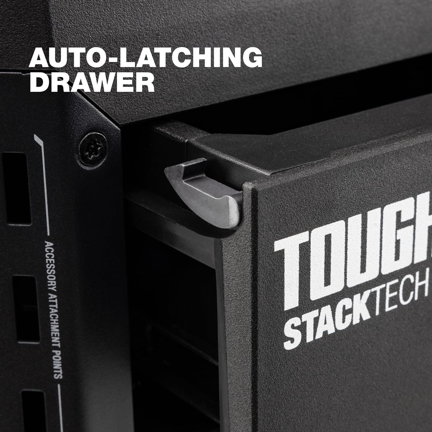 ToughBuilt StackTech 1 Drawer Tool Box, Heavy-Duty Portable Tools Chest, 50 lb Capacity - Stackable Toolbox Storage Organizer with 8 Dividers, Auto-Latching Drawers and Accessory Rails