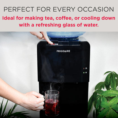 Frigidaire EFWC498 - Top Loading Cooler Dispenser -Hot & Cold Water - Child Safety Lock - Innovative Slim & Sleek Design, Holds 3 or 5 Gallon Bottles - Black