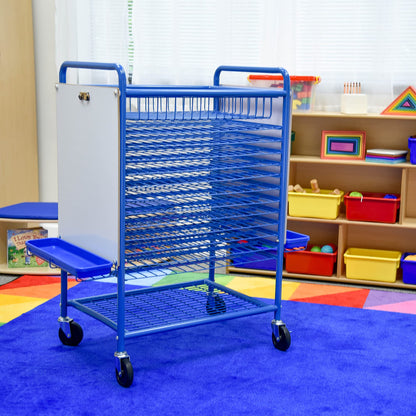 Children’s Factory Mobile Drying Rack for Classroom, Rolling Art Cart Organizer for Kids, Multi-Purpose, Blue