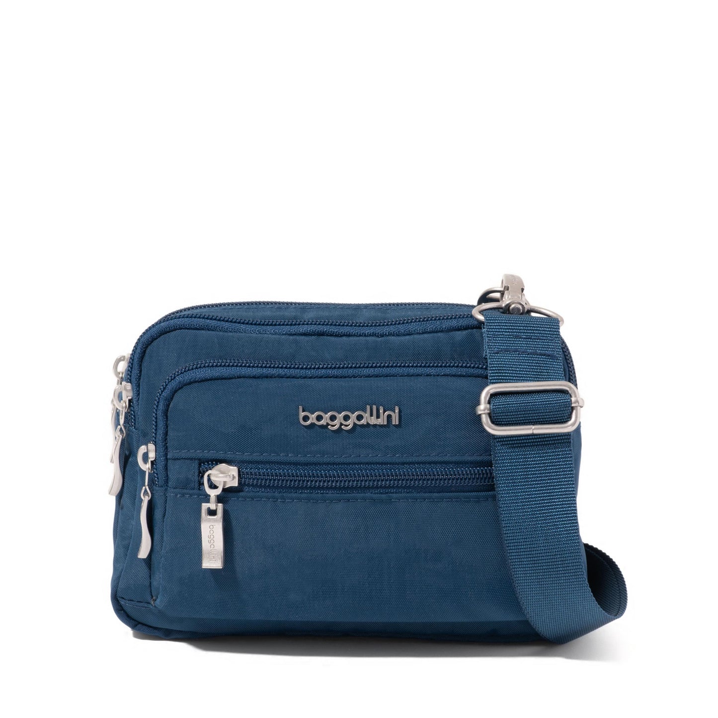 Baggallini Triple Zip Crossbody Bag for Women - Convertible Crossbody Fanny Pack Belt Bag - Lightweight Water-Resistant