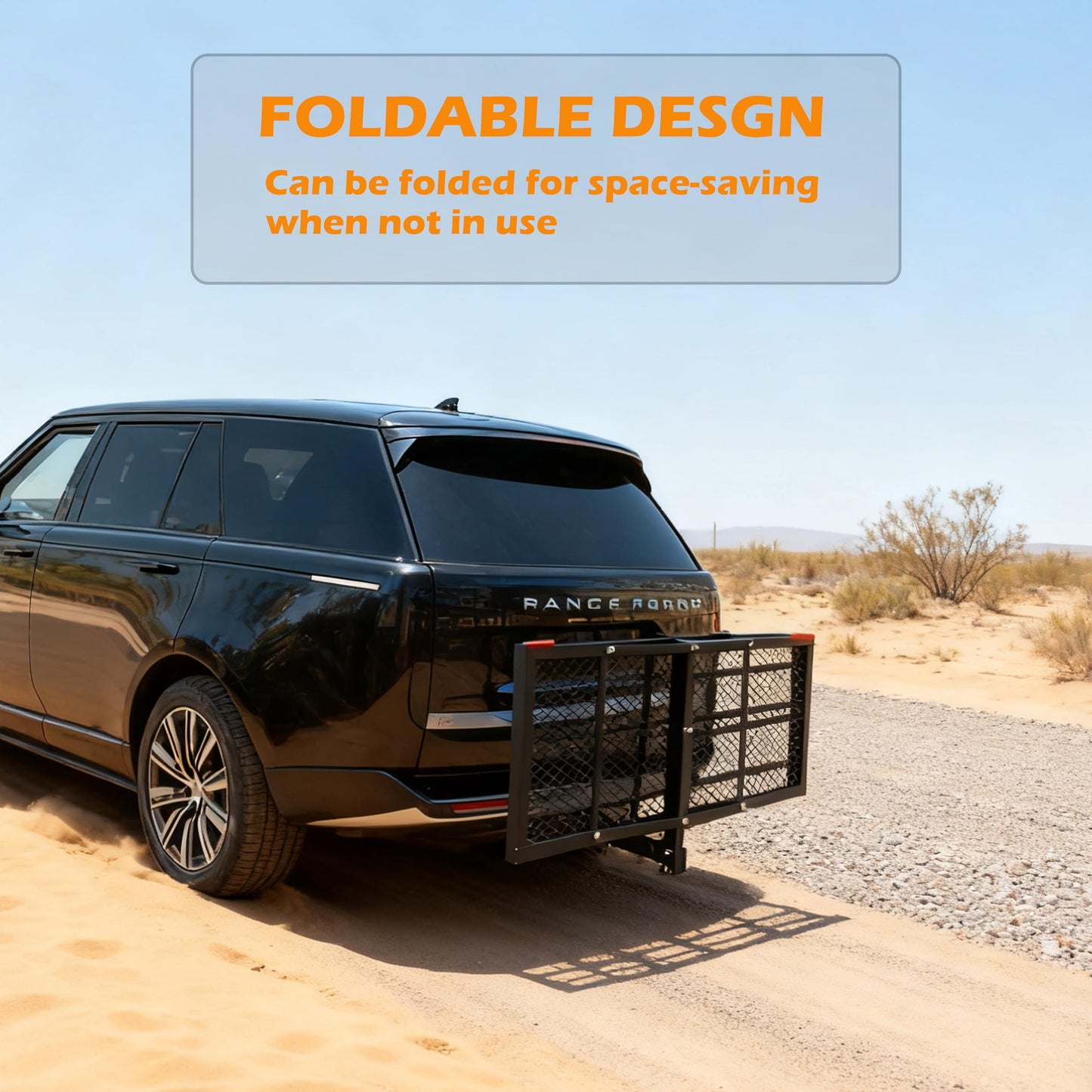 fouwick 60" x 24" x 13" Hitch Cargo Carrier, 600 Lbs Heavy Duty Folding Luggage Rack for SUV & Truck, Steel Mesh Cargo Carrier Hitch Mount Fits 2" Receiver, Powder Coated Vehicle Cargo Basket