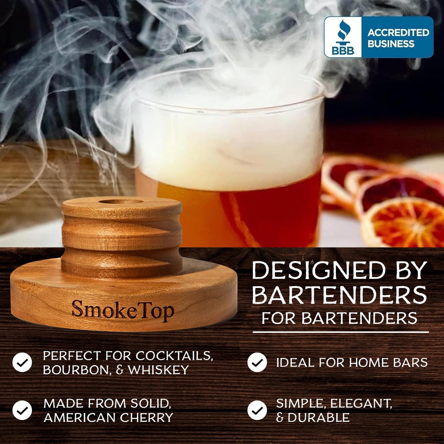 SmokeTop® 5 Pack Cocktail Smoker Kit - Premium Drink Smoker for Whiskey, Bourbon, Cocktails - Professional Bar Tool for Bartenders & Home Bars, includes 5x2oz Wood Chip Sample - by Middleton Mixology