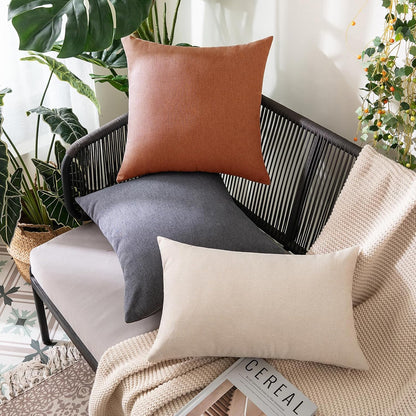 MIULEE Decorative Outdoor Throw Pillow Covers - Waterproof Faux Linen Cushion Cases | 20x20 Inch Rust (Pack of 2)