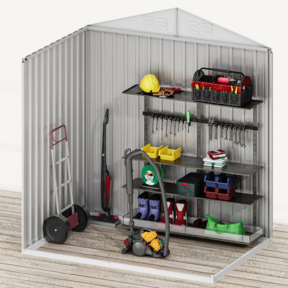 DWVO 6x4ft Outdoor Storage Shed, Lockable Metal Tool Storage Sheds, Waterproof Garden Sheds with Vents for Backyard, Patio, Garage, Lawn, White