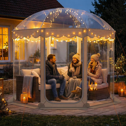 Tangkula Pop Up Bubble Tent, 10x10 Ft Oversize Weatherproof Clear Outdoor Dome Tent for 8-10 People with 2 Roll-Up Doors, Stakes, Wind Ropes, Sandbags, Carrying Bag for Winter Cold Protection