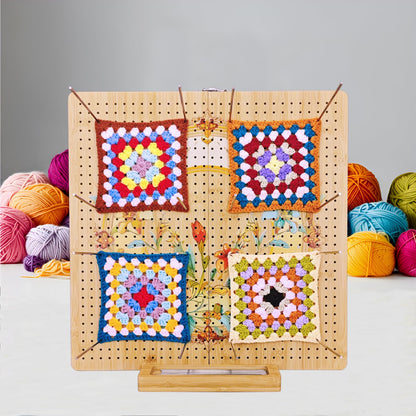 16"x16" Foldable Crochet Blocking Board with 36 Pcs Stainless Steel Rods, Floral Pattern Large Blocking Boards for Crochet Projects, Bamboo Granny Square Blocking Boards Gifts for Crochets Enthusiasts