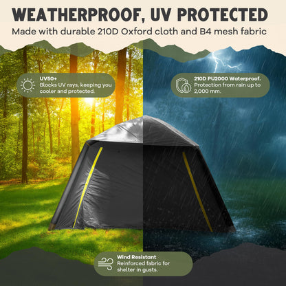 Oaktiv Inflatable Tents for Camping - CloudCamp 4-6 Person Blow Up Tent, Self Inflating Glamping Tent with Pump, 210D Oxford Waterproof, UV50+ Protection, 4-Season Air Tent for Adults
