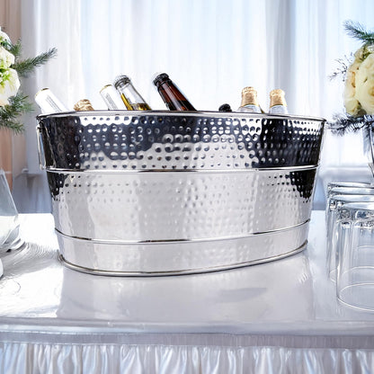 BREKX Aspen Heavy-Duty Oval Stainless Steel Drink Cooler for Parties - Metal Large Ice Bucket for Drinks, 25-Quart (30-Bottle) Large Cooler Ice Container for Parties