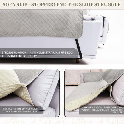 SYJOVIA Sectional Couch Covers for Dogs 100% Waterproof Corner L Shaped Sofa Cover Pet Friendly Velvet Washable Anti Slip L Shape Modular Sofa Slipcover Protector with Pockets (Light Gray, Small)