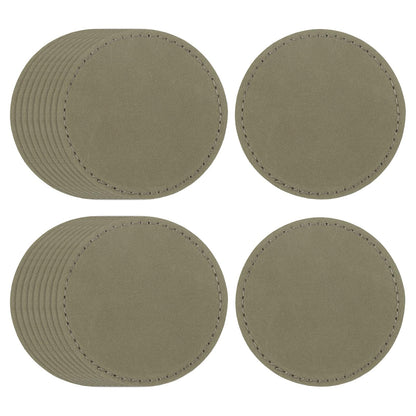 uxcell 20 Pcs Leather Patches for Hats, Round Leather Hat Patches with Adhesive, Rustic Faux Iron on Blank Patch for Laser Engraving Fabric Repair Sew Crafts, Gray