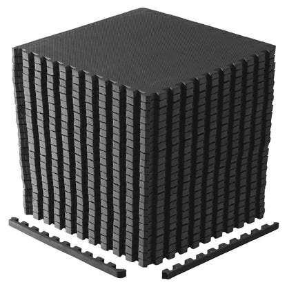 CAP Barbell 1-Inch Interlocking EVA Foam Exercise Puzzle Mat Home Gym Flooring - 4 Pack | 24" x 24" x 1" | T Pattern - Black