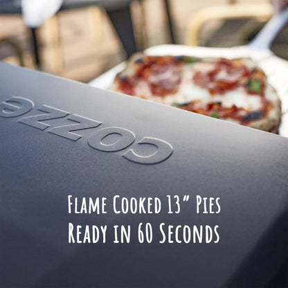 Cozze 13" Classic Portable Outdoor Pizza Oven - Fire & Stonebaked 13 Inch Pizzas in 60 Seconds - 28mbar Propane Gas Oven, Oven Door, Cordierite Pizza Stone, Built-in Thermometer, Gas Hose & Regulator