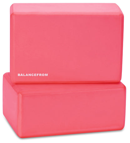 Fitvids Set of 2 High Density Yoga Blocks, 9"x6"x4" Each, Pair, Multiple Colors