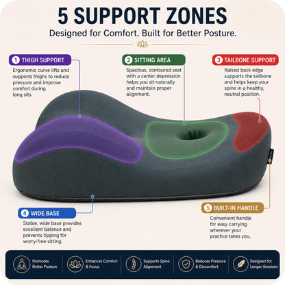 Ergonomic Meditation Cushion with Foot Rest & Carry Strap – Large Floor Cushion for Adults – Meditation Seat & Yoga Cushion for Mindfulness, Sound Healing & Reiki