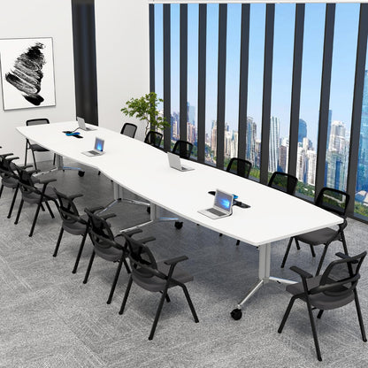 7.5FT Folding Conference Room Table for 6-8 People, 90.6" Meeting Seminar Table with Power Outlets & Cable Grommets Metal Frame for Office Conference, Executive & Collaborative Spaces (1, G, 90.6in)
