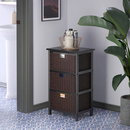 Winsome Omaha Home Storage Rack with 3 Baskets, Stackable Storage Bins for Home Organizing, Functional Furniture for Bedroom, Living Room, Office, Entryway