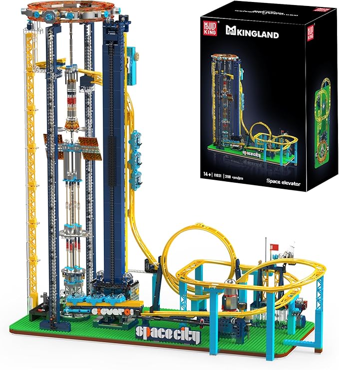Mould King 11031 Loop Coaster Set Space Elevator Roller Coaster Building Sets Space Amusement Park Funfair Track with Train Idea Gift