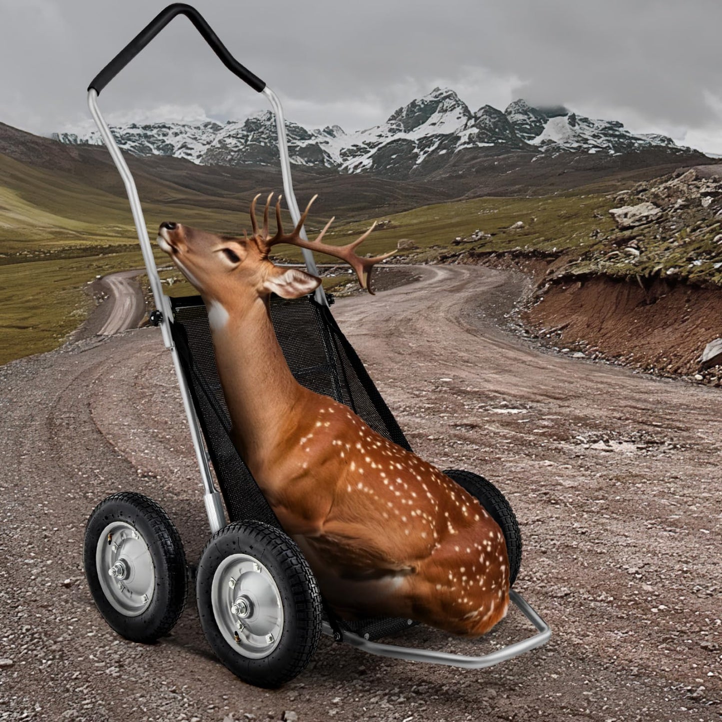 VEVOR Game Carts for Hunting, 500LBS Deer Cart Game Hauler, Heavy-Duty Crawler Cart, All-Terrain Folding Deer Hauling with Shock-Absorbing Tires, Utility Gear Dolly for Hunting Fishing Hiking