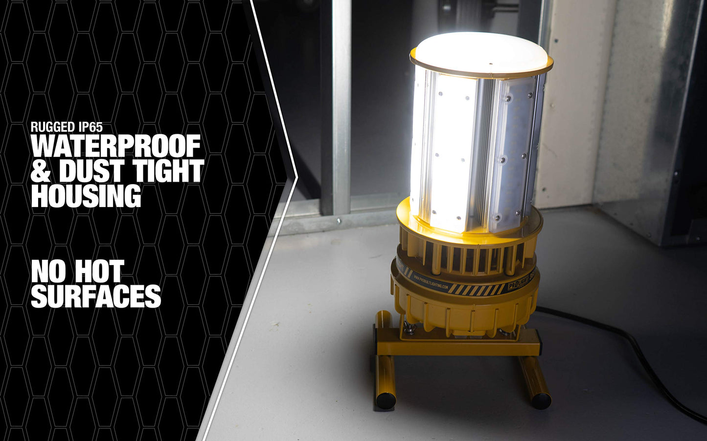 Prolight 111508 360° Industrial LED Work Light Kit, Includes Floor Stand, Tripod Mount, Hook and Two Earth Magnets, 15,000 Lumens, 120 Watts, One Size, Yellow