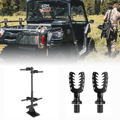 KEMIMOTO UTV Hunting Tool Holder Rack, Tie Down Anchor Compatible with Polaris Ranger General Sportsman, Bow Rack Tools Holder with Rubber Snubbers for Added Security
