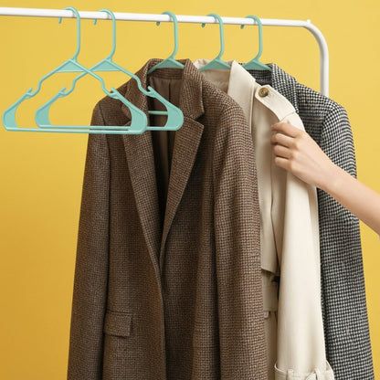 Utopia Home Plastic Hangers 30 Pack - Perfect Space Saving Clothes Hanger - Durable and Strong - Perfect Closet Organizers with Shoulder Grooves (Aqua)