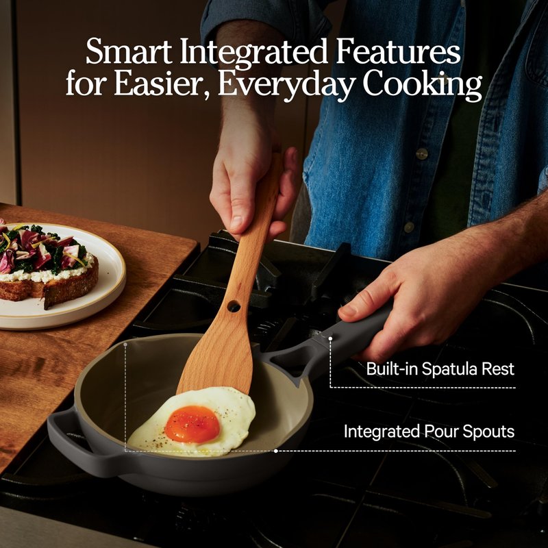 Our Place Mini Always Pan | 8.5" Ceramic Pan with Modular Lid & Beechwood Spatula | Patented 10-in-1 Nonstick, Non-Toxic Cookware Made Without PFAS | Induction & Oven-Safe up to 450°F | Blue Salt