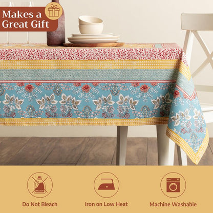 Maison d' Hermine Table Cloth Square Table 100% Cotton 60 x 60 Inches Tablecloth Reusable Decorative for Dining Kitchen Room Farmhouse Home Gifts for Mothers Day Spring Summer - Marquise