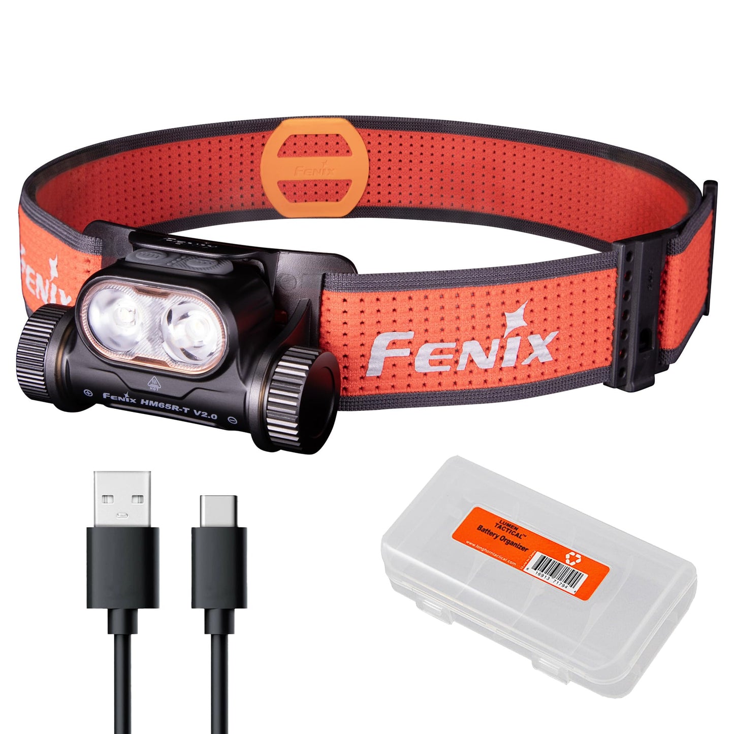 Fenix HM65R-T V2.0 Running Headlamp, 1600 Lumen White Light and Warm White Dual Beams, USB-C Rechargeable, Lightweight Long Runtime for Trail Running, with Organizer (Black)