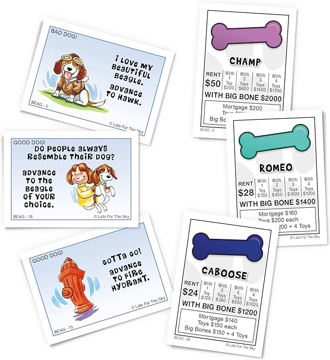 Late for The Sky Beagle-Opoly Board Game Dog Lovers Family Game 2-6 Players Ages 8+ Opoly-Style Pet Theme Traditional or One-Hour Variant