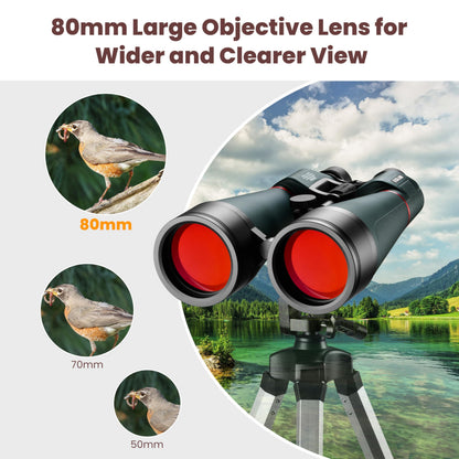 ESSLNB 30x80 Astronomy Binoculars Giant for Adults, Waterproof Outdoor Binoculars for Travel Stargazing Bird Watching Hunting with Built-in Tripod Adapter and Carrying Bag (Black)