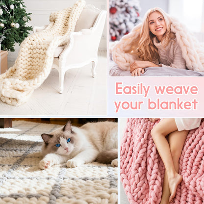 Ziimaikery 64 Inch Wooden Chunky Blanket Knitting Loom, Chunky Knitting Loom for Blanket Making Adjustable DIY Frame for Bulky Yarn Projects, Reusable Crafting Tool for Beginners (64inch)