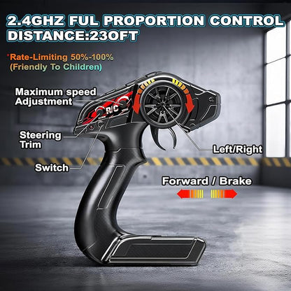 RC Cars 1:18 4WD High Speed Off-Road RC Truck 40 KM/H Remote Control Car with Waterproof ESC 2 Rechargeable 7.4V 1300mAh Batteries Dual Body Shells for Adults &amp Kids Great Gifts for Outdoor F
