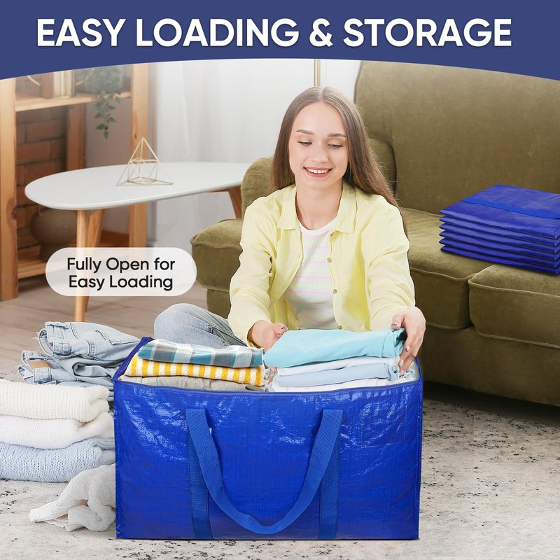 TICONN 6 Pack Extra Large Moving Bags Heavy Duty with Zippers & Carrying Handles, Durable Storage Bags Moving Boxes for Closet Organizers and Storage (6 Pack, Coral)