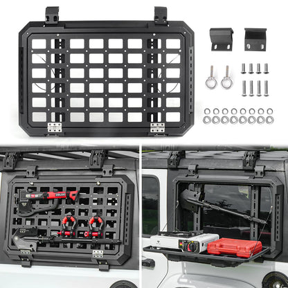 Multifunctional Rear Window Storage Table Molle Panel Kit for 2018-2024 Jeep Wrangler JL & JLU 4 doors Hardtop, Openable Design Tactical Molle Platform for Tools