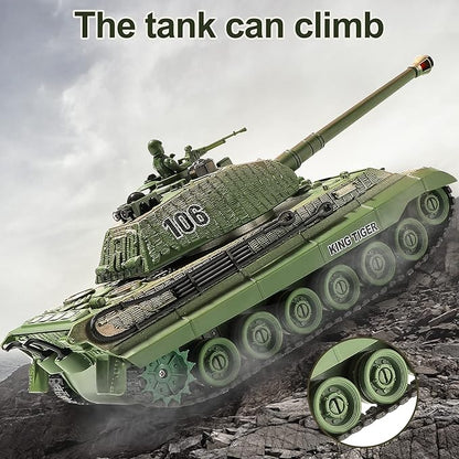 RC Tank Remote Control WW2 German King Tiger Army Tank Toys 1:28 Scale 9 Channels RC Military Vehicles for Kids BoysGirls Best Ages 6 7 8 9 10