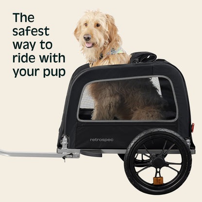 Retrospec Rover Hauler Pet Bike Trailer - Small & Medium Sized Dogs Bicycle Carrier - Foldable Frame with 16 Inch Wheels - Non-Slip Floor & Internal Leash - Black, One Size