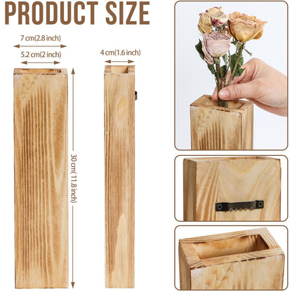 Sawoake Wooden Wall Planter Set of 3 - Modern Home Decor for Living Room, Bedroom, Bathroom - Walnut Finish Planter for Dried Flowers, Faux Greenery, Indoor Plants