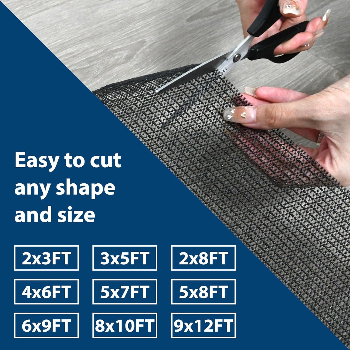 Skiennix Non-Slip Rug Pad - 9x12 Gripper for Hardwood Floors | Anti-Skid Mat in Black