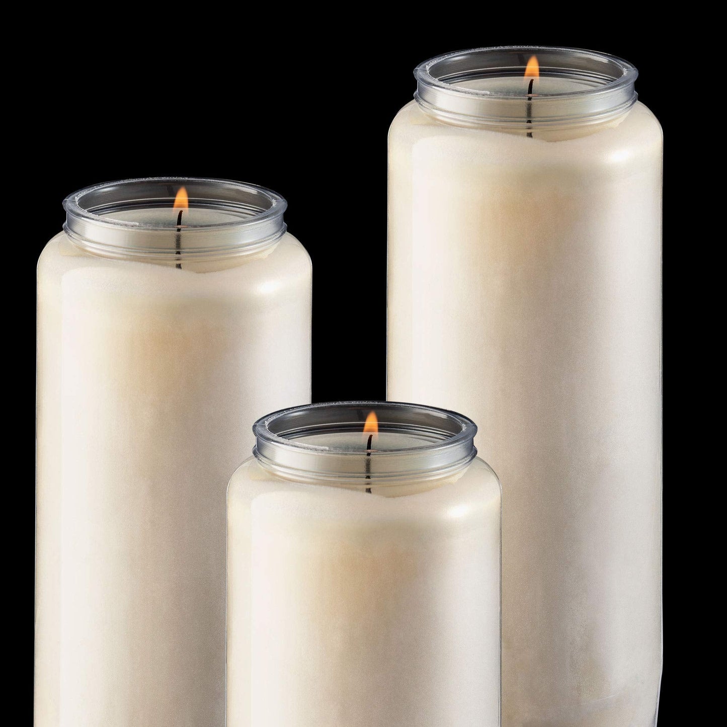 Tribello 9 Day Candles, 3 Pack - 7' White Pillar Candles for Memorial, Prayer, Party Decor, and Emergency Use - Unscented, Slow Burning 100% Vegetable Wax in Plastic Jar